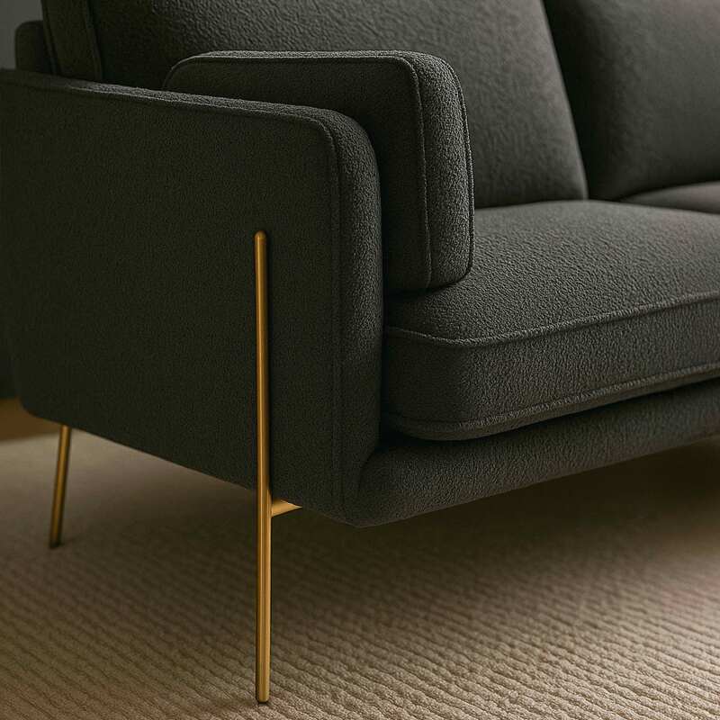 Divano a 3 posti in tessuto bouclette e legno FSC®