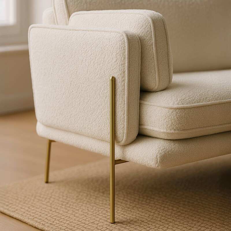 Divano a 3 posti in tessuto bouclette e legno FSC®