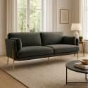 Divano a 3 posti in velluto e legno FSC® con gambe in ottone