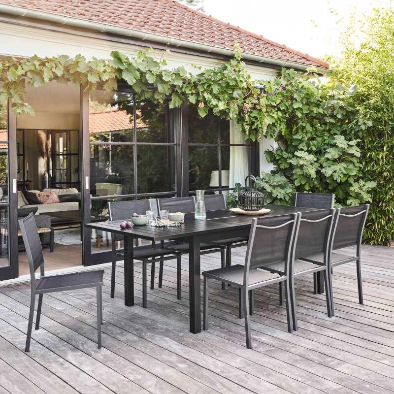 Tavolo da giardino allungabile in alluminio 174/238 cm con 8 sedie