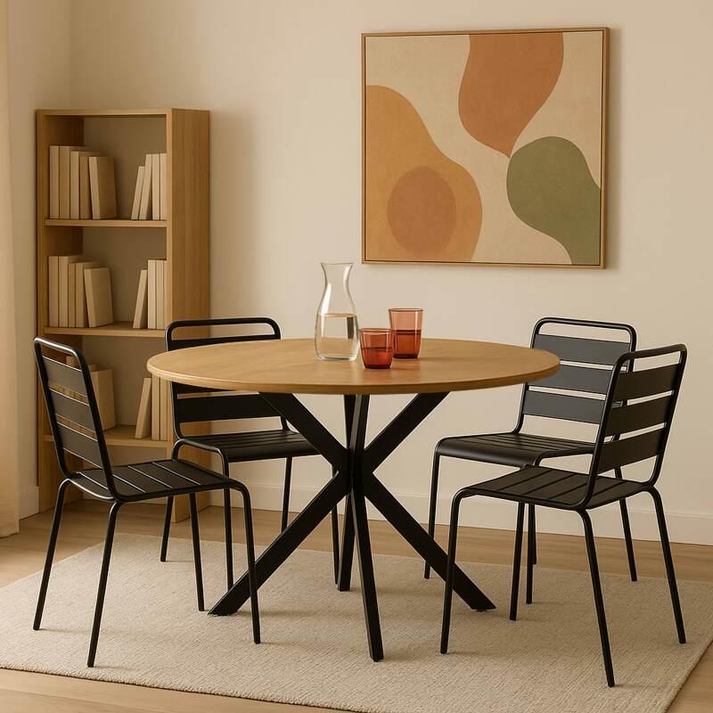 Tavolo da pranzo rotondo 120 cm in lastra di carta MDF