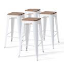 Set di 4 sgabelli da bar opachi e legno (43 x 43 x 76 cm)