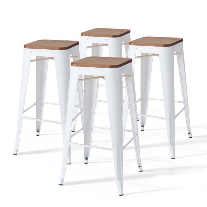 Set di 4 sgabelli da bar opachi e legno (43 x 43 x 76 cm)