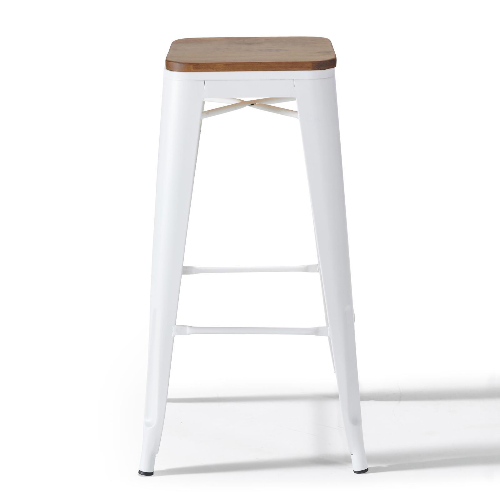 Set di 4 sgabelli da bar opachi e legno (43 x 43 x 76 cm)