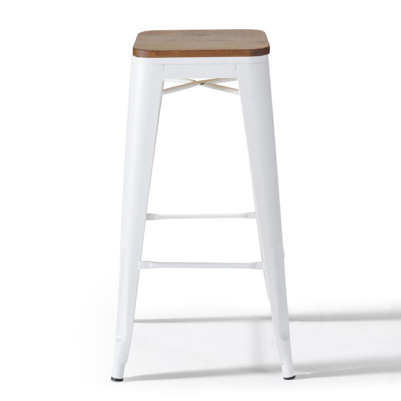 Set di 4 sgabelli da bar opachi e legno (43 x 43 x 76 cm) (3/6)
