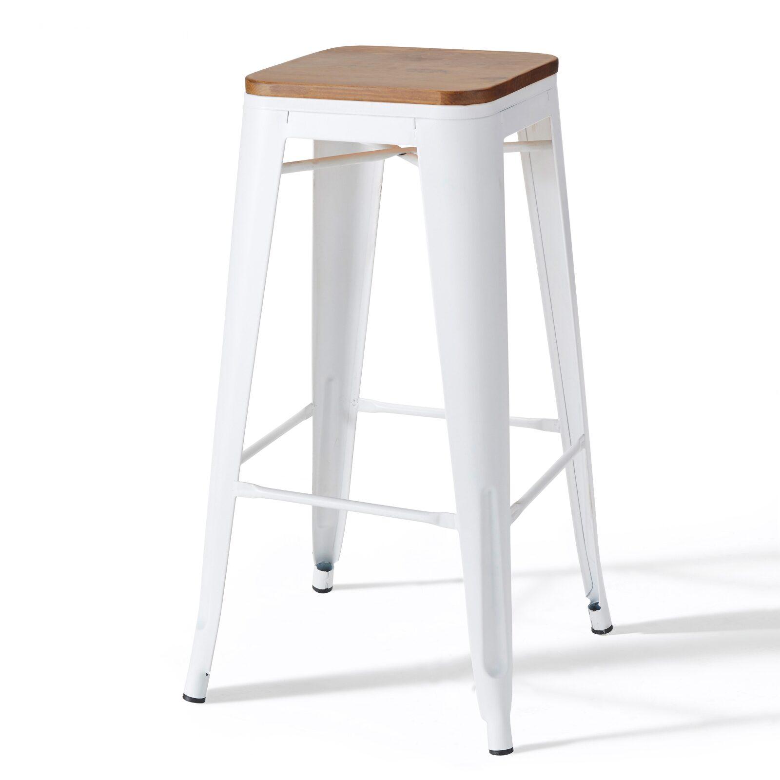 Set di 4 sgabelli da bar opachi e legno (43 x 43 x 76 cm)