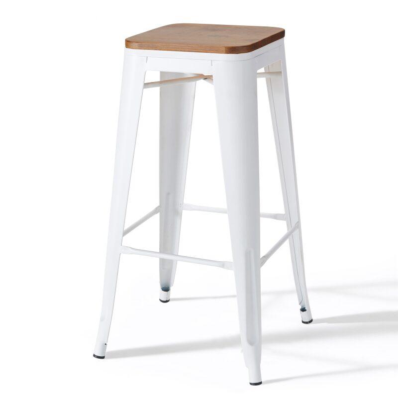 Set di 4 sgabelli da bar opachi e legno (43 x 43 x 76 cm)