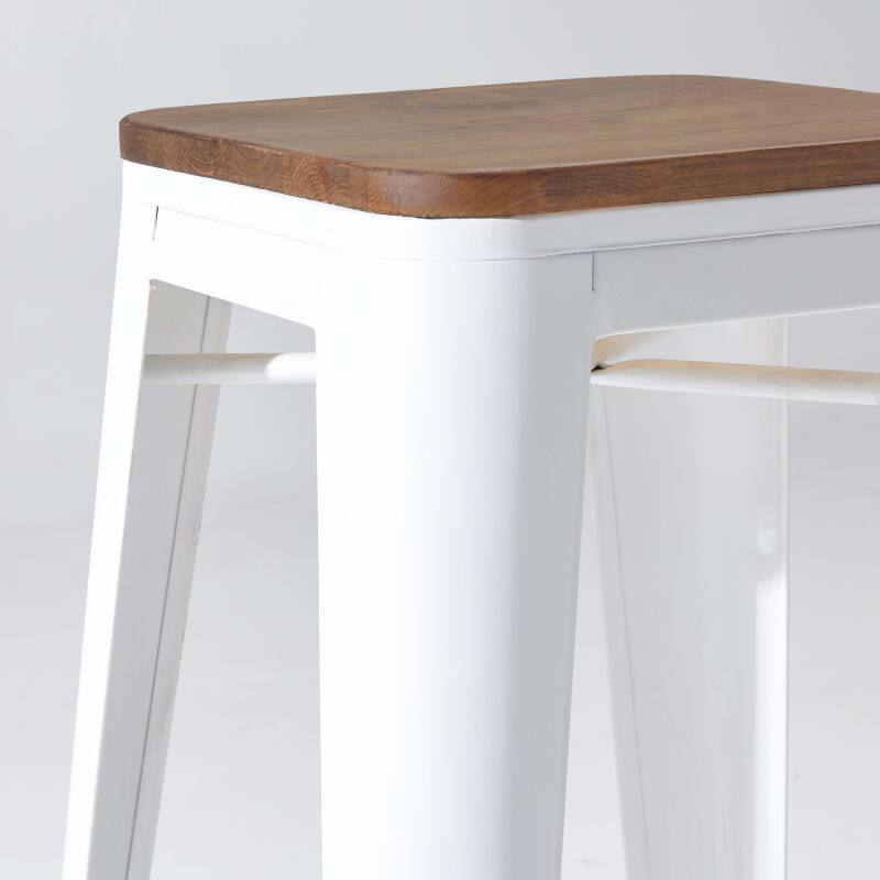 Set di 4 sgabelli da bar opachi e legno (43 x 43 x 76 cm) (2/6)