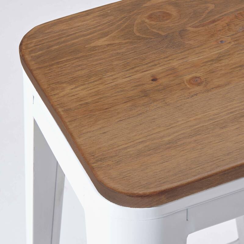Set di 4 sgabelli da bar opachi e legno (43 x 43 x 76 cm) (4/6)