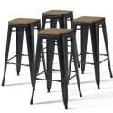 Set di 4 sgabelli da bar opachi e legno (43 x 43 x 76 cm)