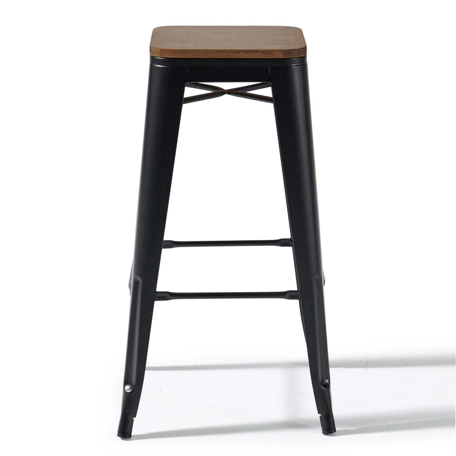 Set di 4 sgabelli da bar opachi e legno (43 x 43 x 76 cm) Set di 4 sgabelli da bar opachi e legno (43 x 43 x 76 cm)