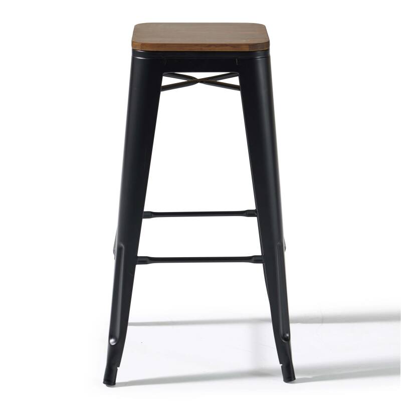 Set di 4 sgabelli da bar opachi e legno (43 x 43 x 76 cm)