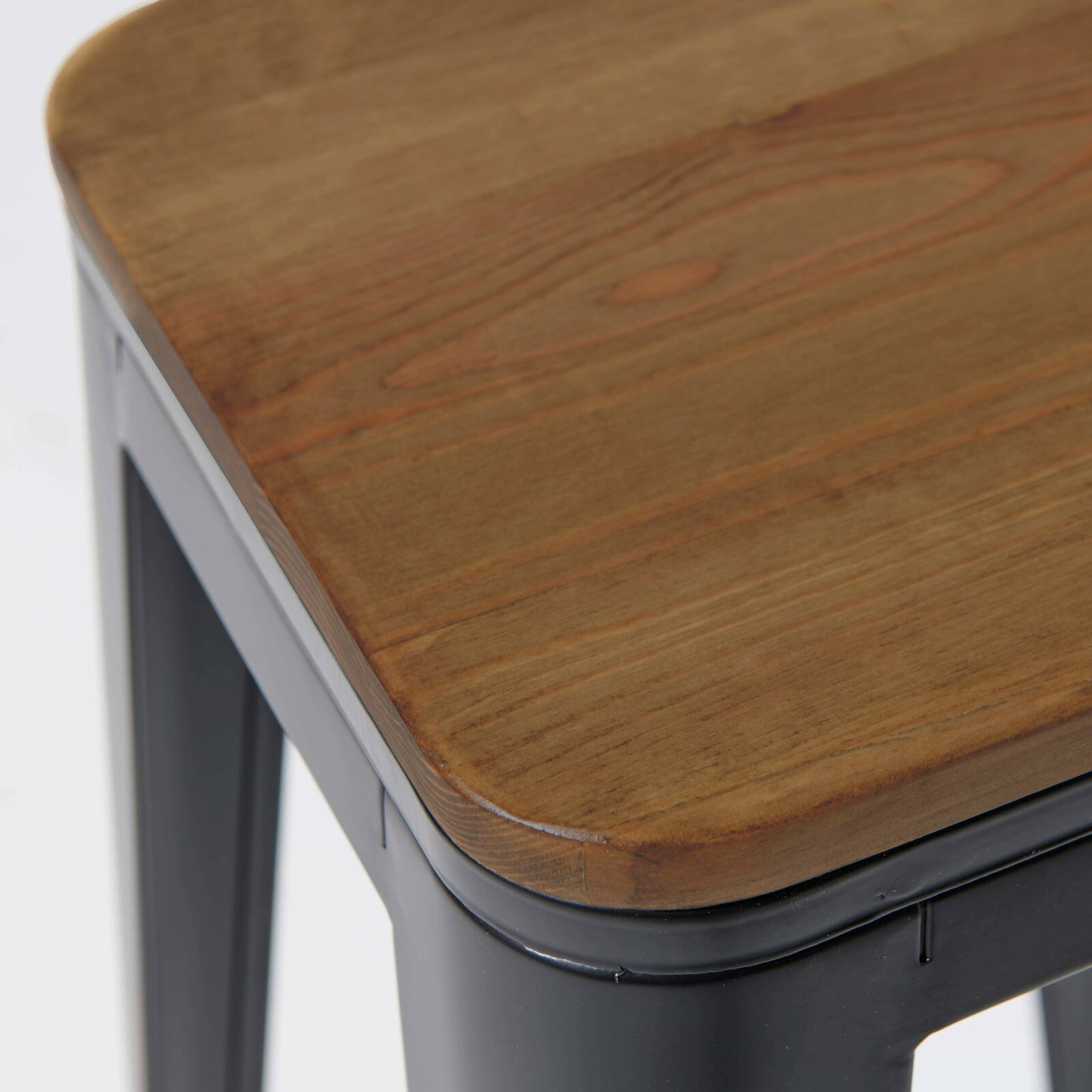 Set di 4 sgabelli da bar opachi e legno (43 x 43 x 76 cm) Set di 4 sgabelli da bar opachi e legno (43 x 43 x 76 cm)