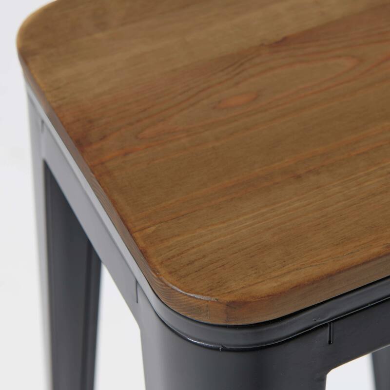 Set di 4 sgabelli da bar opachi e legno (43 x 43 x 76 cm)