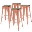 Set di 4 sgabelli da bar opachi e legno (43 x 43 x 76 cm)