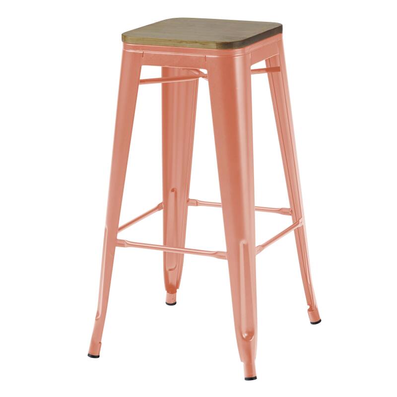 Set di 4 sgabelli da bar opachi e legno (43 x 43 x 76 cm)