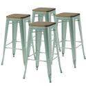 Set di 4 sgabelli da bar opachi e legno (43 x 43 x 76 cm)
