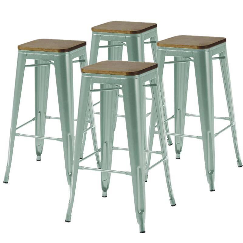 Set di 4 sgabelli da bar opachi e legno (43 x 43 x 76 cm)