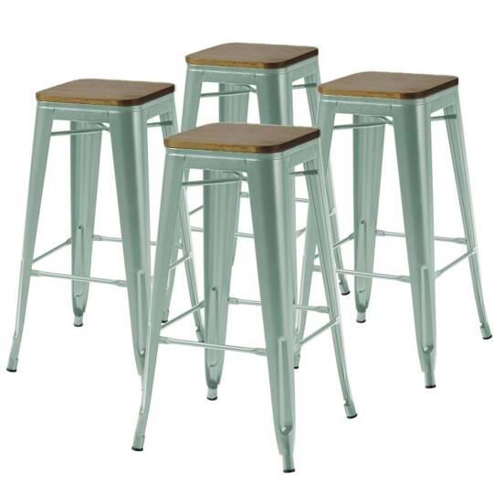 Set di 4 sgabelli da bar opachi e legno (43 x 43 x 76 cm)