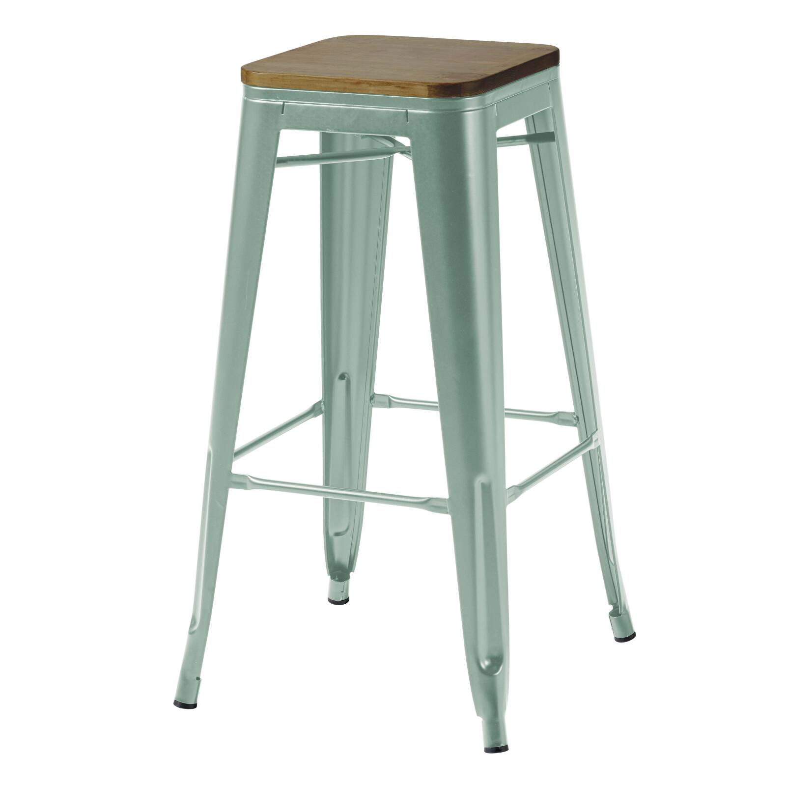 Set di 4 sgabelli da bar opachi e legno (43 x 43 x 76 cm)