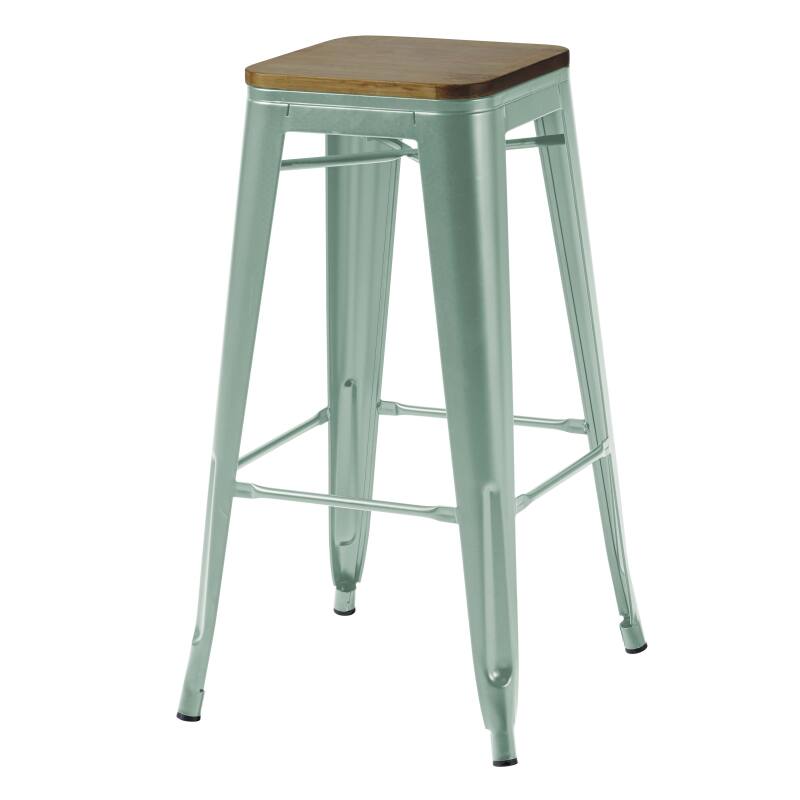 Set di 4 sgabelli da bar opachi e legno (43 x 43 x 76 cm)