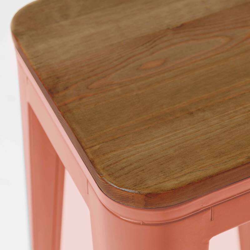 Set di 4 sgabelli da bar opachi e legno (43 x 43 x 76 cm) (3/4)