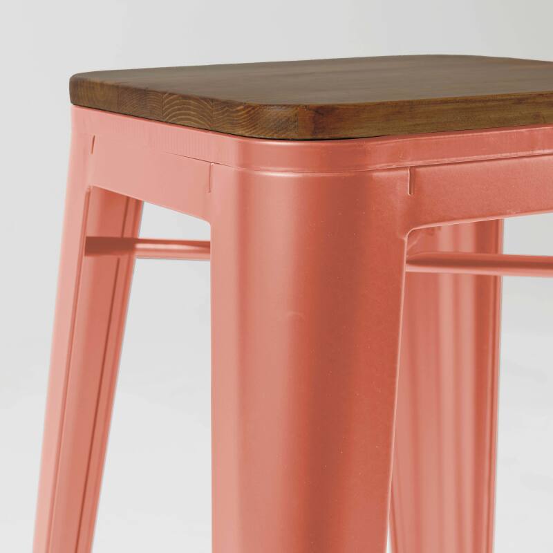 Set di 4 sgabelli da bar opachi e legno (43 x 43 x 76 cm) (2/4)