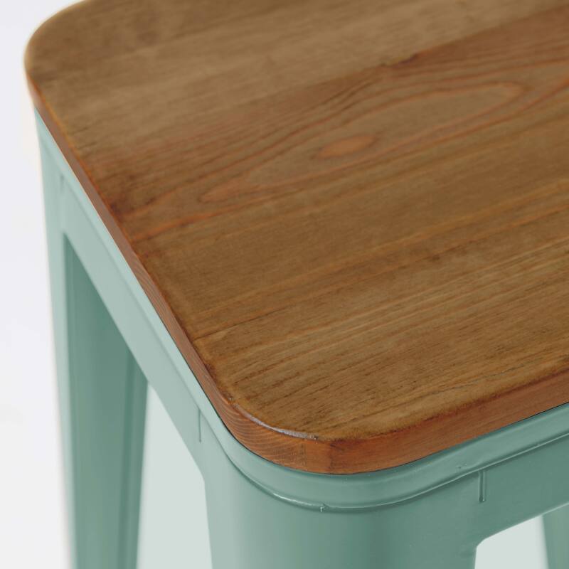 Set di 4 sgabelli da bar opachi e legno (43 x 43 x 76 cm)