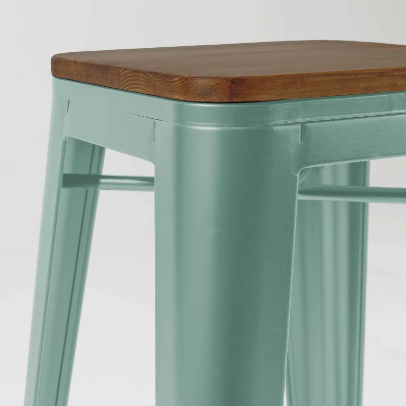 Set di 4 sgabelli da bar opachi e legno (43 x 43 x 76 cm)