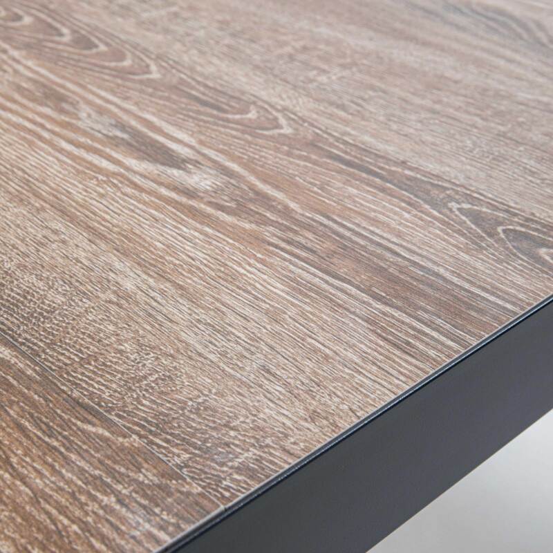 Tavolo da giardino in alluminio effetto legno 206X100X74 cm e 8 sedie con braccioli