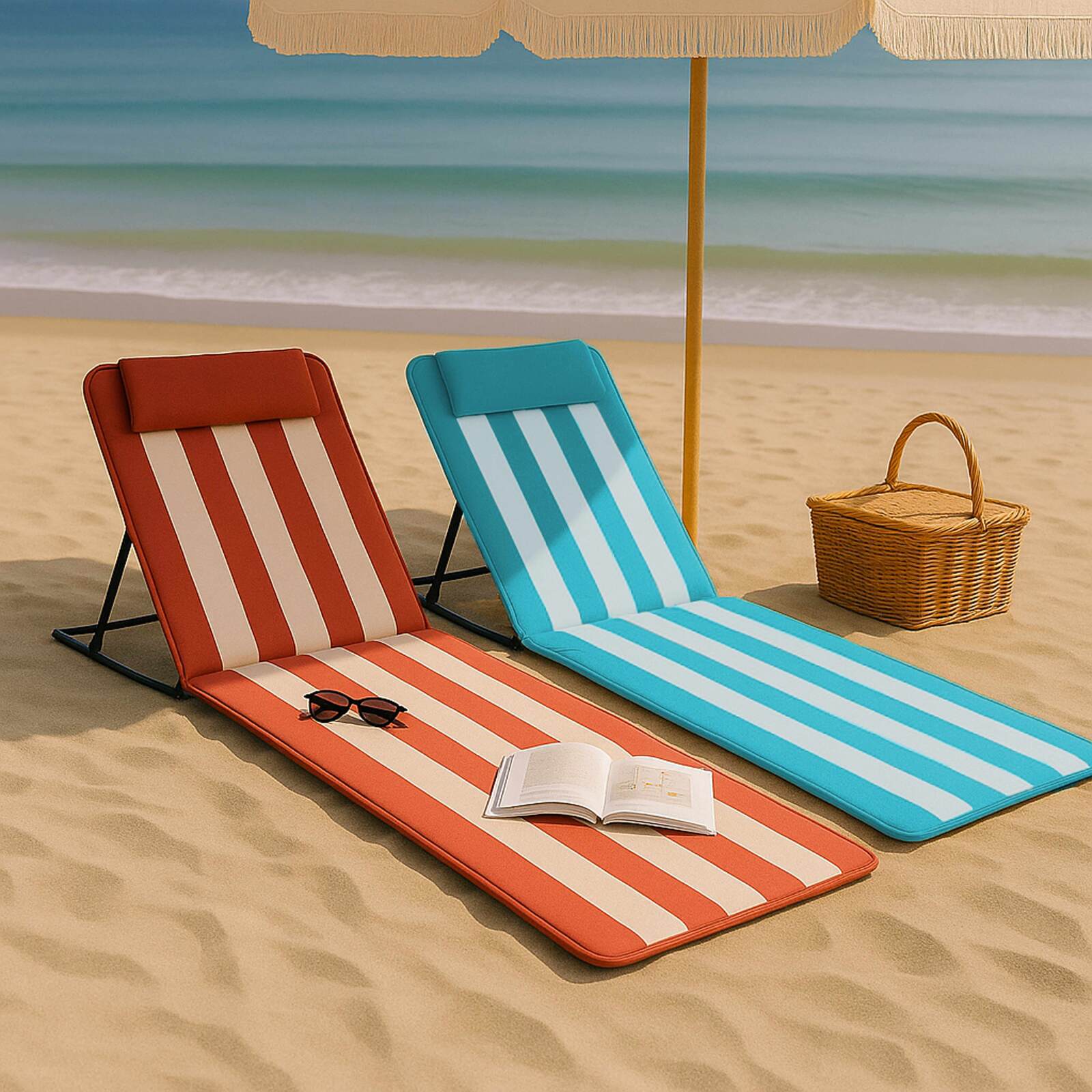 Set di 2 tappetini da mare pieghevoli opale e mango Set di 2 tappetini da mare pieghevoli opale e mango