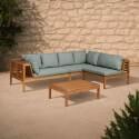 Salotto da giardino basso ad angolo per 4 persone con tavolo in legno di eucalipto FSC®