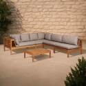 Salotto da giardino basso ad angolo a 5 posti con tavolo in legno di eucalipto FSC®