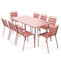 Tavolo da giardino rettangolare 180 x 90 cm e 8 sedie in metallo