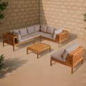 Salotto da giardino basso a 6 posti con tavolo in legno di eucalipto FSC®