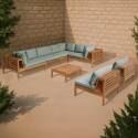 Salotto da giardino basso a 8 posti con tavolo in legno di eucalipto FSC®