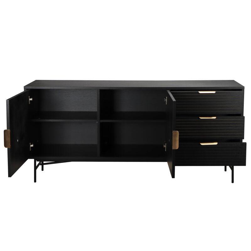 Buffet con 2 ante e 3 cassetti in MDF con melaminico e decoro acciaio 160 cm
