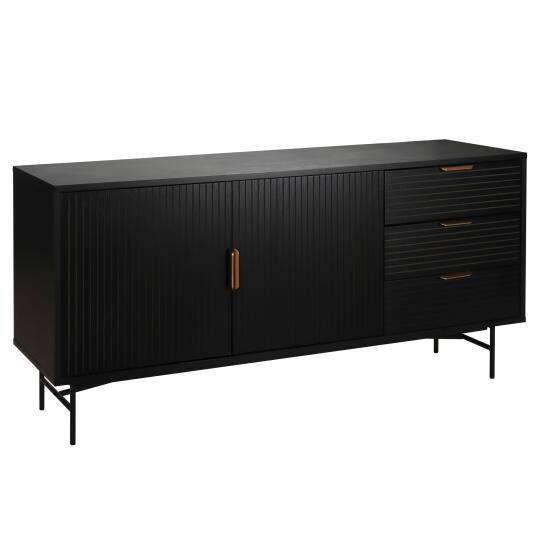 Buffet con 2 ante e 3 cassetti in MDF con melaminico e decoro acciaio 160 cm