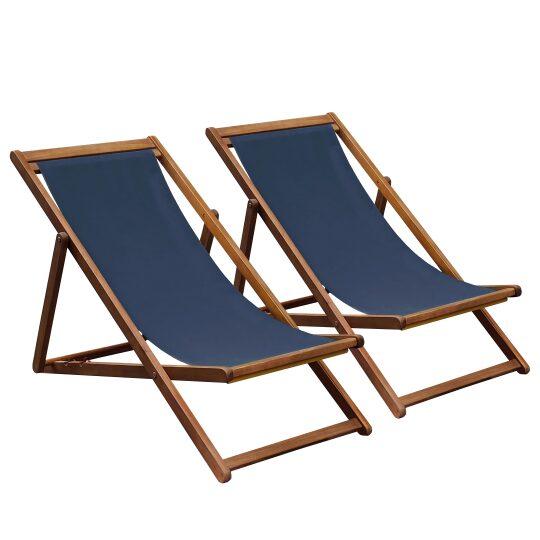 Sedie a sdraio in acacia 100% FSC®, reclinabili in 3 posizioni - Set di 2 