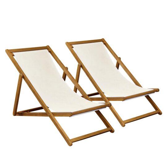 Sedie a sdraio in acacia 100% FSC®, reclinabili in 3 posizioni - Set di 2 
