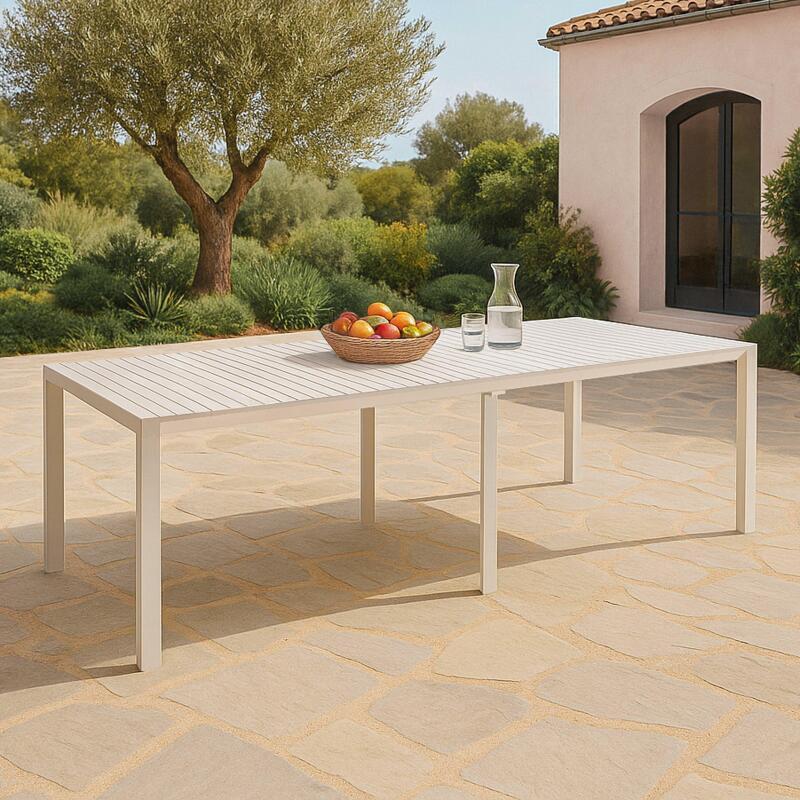 Tavolo da giardino rettangolare allungabile (52/260 x 100 x 74 cm) in alluminio