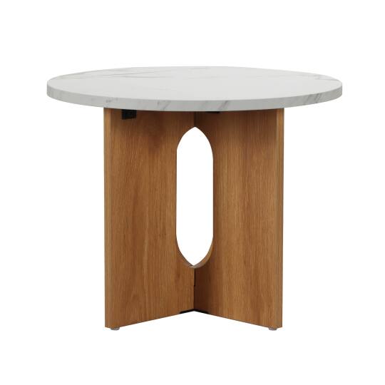 Tavolino da salotto effetto marmo rotondo Ø50 x 40 cm | Oviala