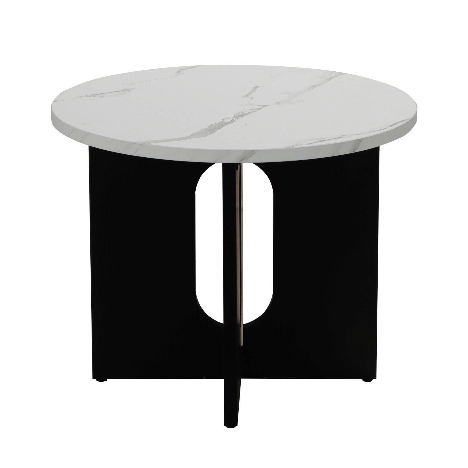 Tavolino da salotto effetto marmo rotondo  Ø50 x 40 cm