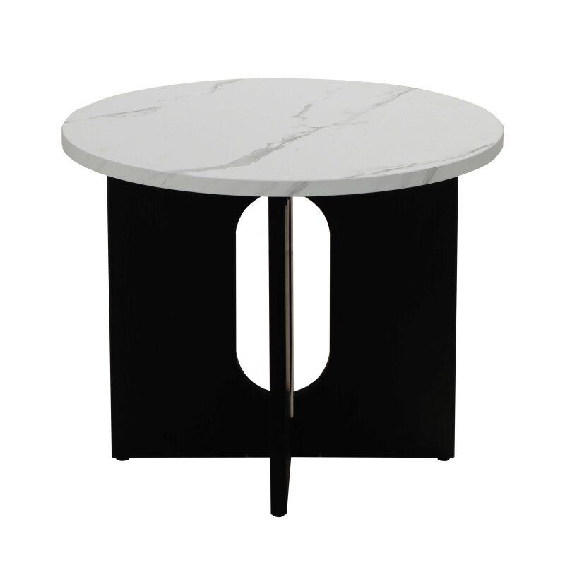 Tavolino da salotto effetto marmo rotondo  Ø50 x 40 cm