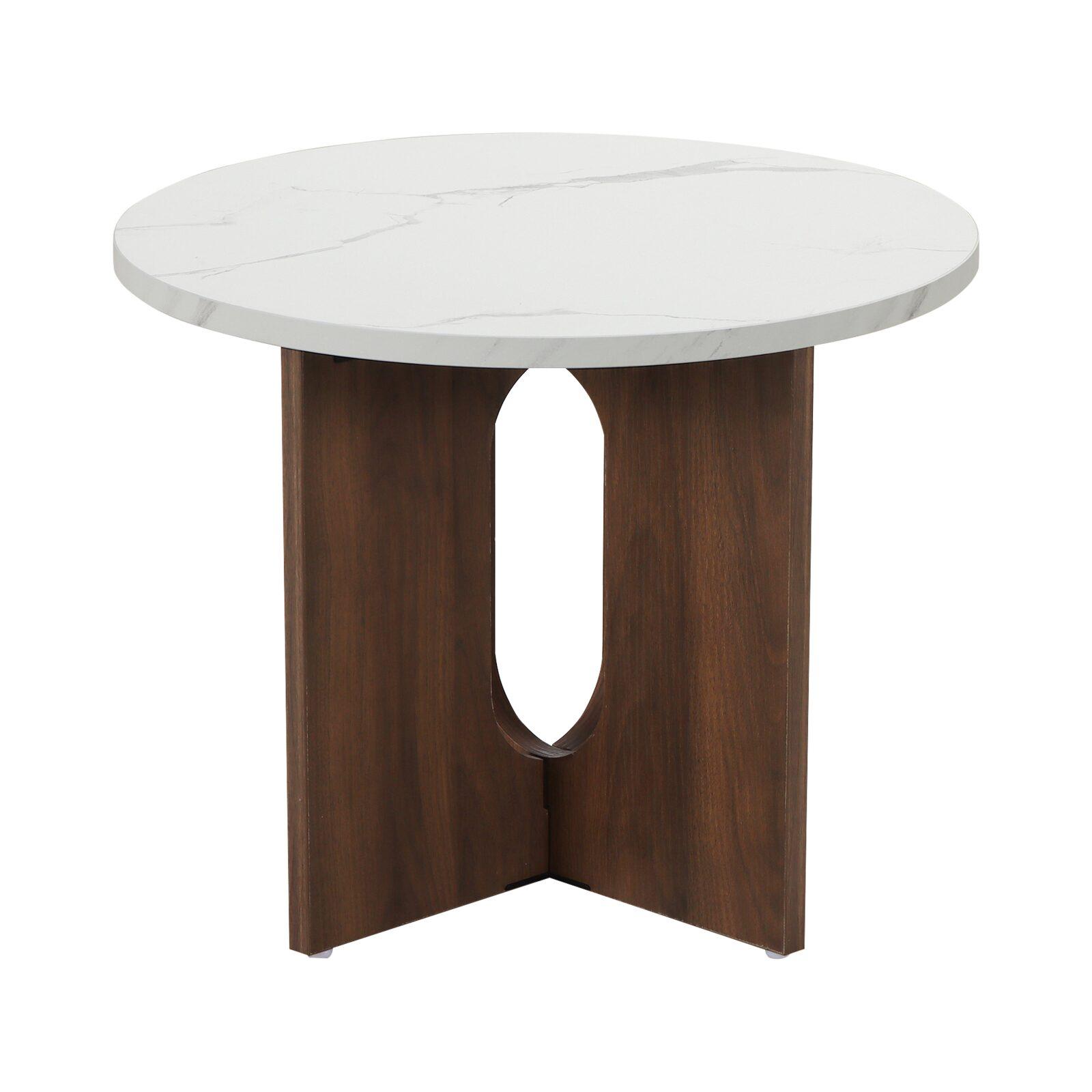 Tavolino da salotto effetto marmo rotondo  Ø50 x 40 cm