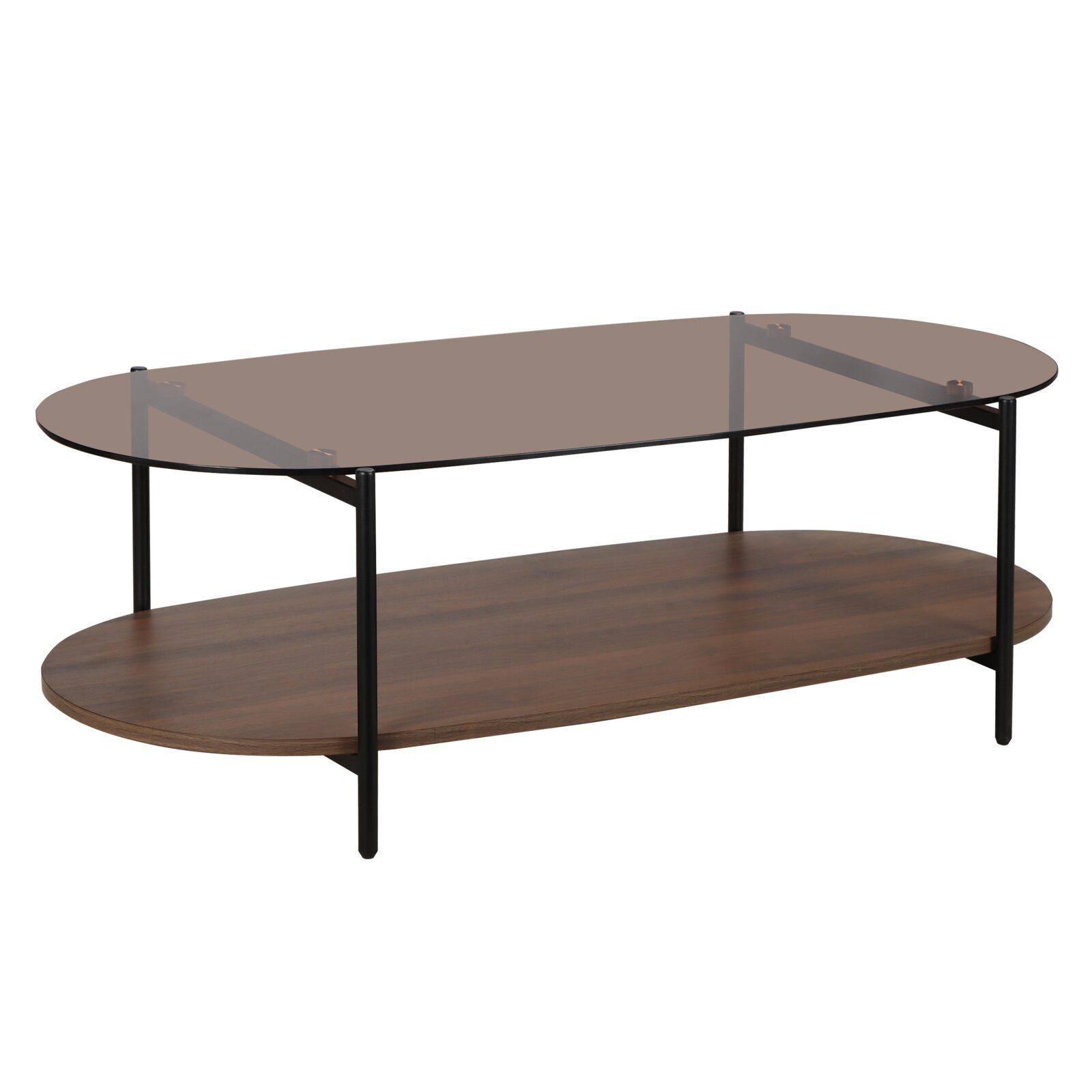 Tavolino da salotto in vetro ovale  120 x 55 x 40 cm