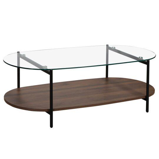 Tavolino da salotto in vetro ovale 120 x 55 x 40 cm