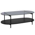 Tavolino da salotto in vetro e effetto legno nero ovale  120 x 55 x 40 cm