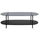 Tavolino da salotto in vetro e effetto legno nero ovale 120 x 55 x 40 cm