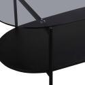 Tavolino da salotto in vetro e effetto legno nero ovale 120 x 55 x 40 cm